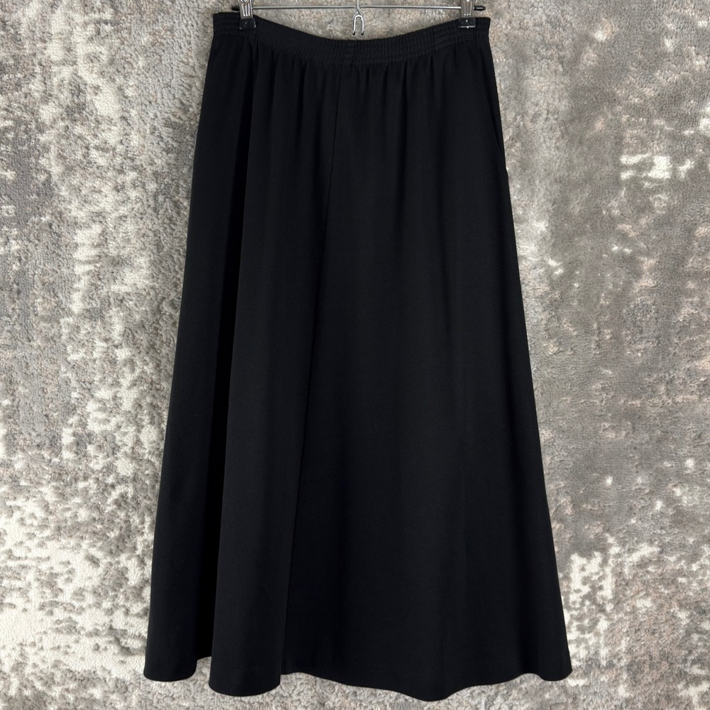 Alfred Dunner Size 10 Elastic Waist Casual A-Line Midi Skirt Black Women